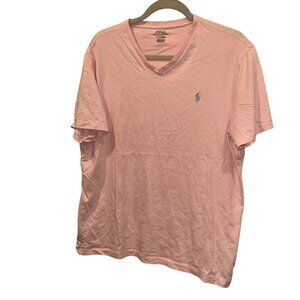 Ralph Lauren pale pink cotton v-neck classic short sleeved t-shirt L